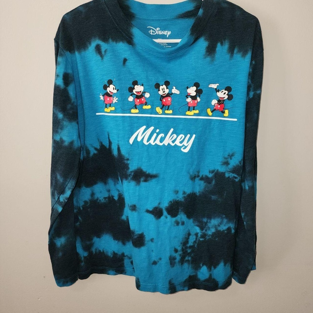 Disney Mickey Mouse long sleeve shirt size large featuring a blue and black